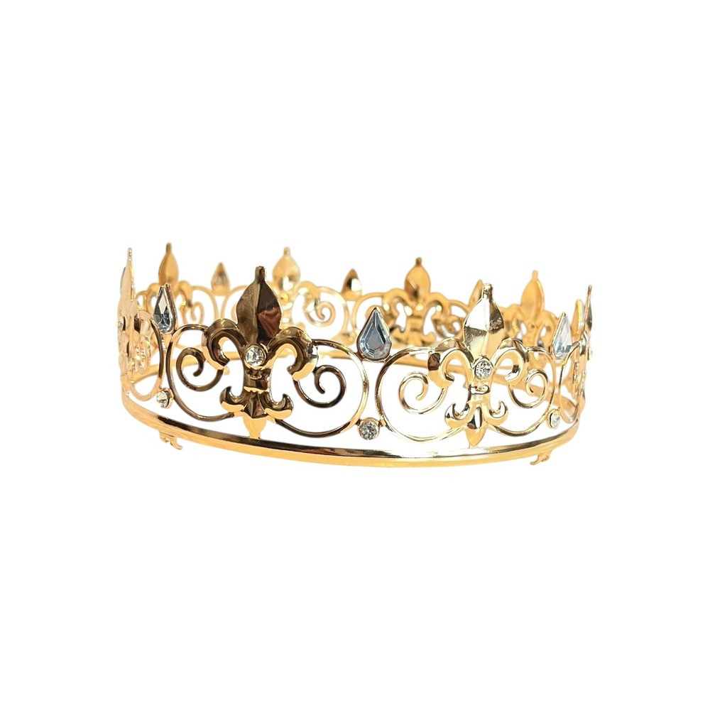 Imperial Medieval Fleur De Lis Gold King Metal Crown Costume Prince King Royalty